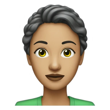 A woman with green card in a one eye sticker