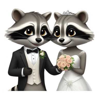 Raccoons getting married  sticker