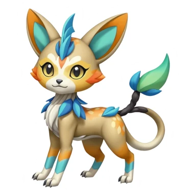 Colorful Exotic Randomly-colored Cartoon Anime Meloetta-WereGarurumon-Trico-Pokémon-Fakémon-fusion-hybrid-creature sticker