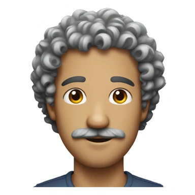 Curly haired man with mustached sticker