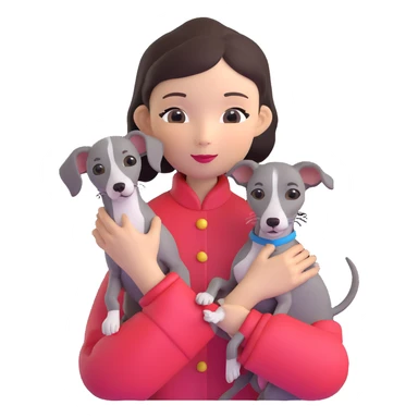 Chinese girl holding all grey Italian greyhound sticker