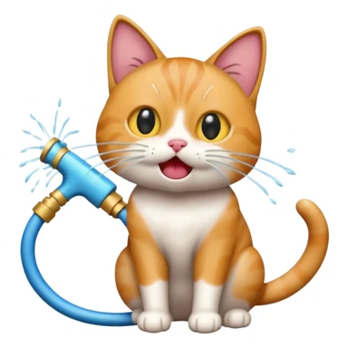 Cat getting sprayed by hose  sticker