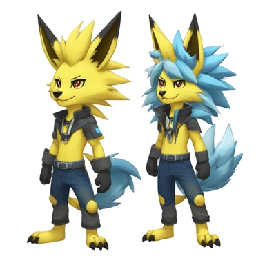 Anthro Edgy Cool Zeraora-Lombax-Werewolf-Jolteon-Pokémon-Fakémon Full Body Detailed High Quality sticker