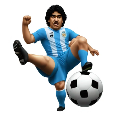 fat Diego Maradona kick the ball sticker