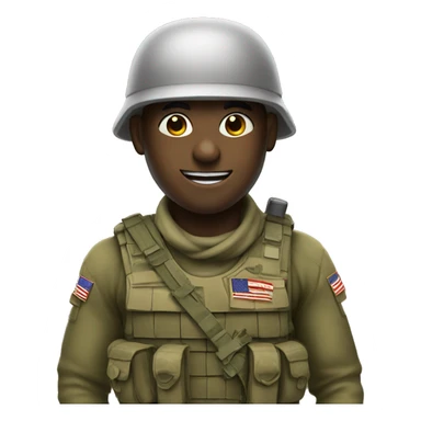Emoji soldier gives greetings sticker