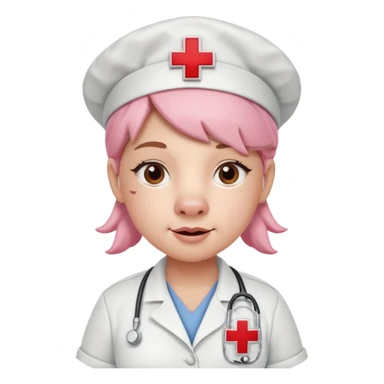 Pink pig nurse with red cross cap.














 sticker