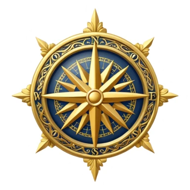 ornate compass rose badge. sticker