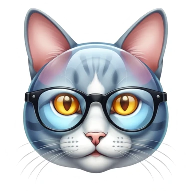 cat wiht glass  sticker