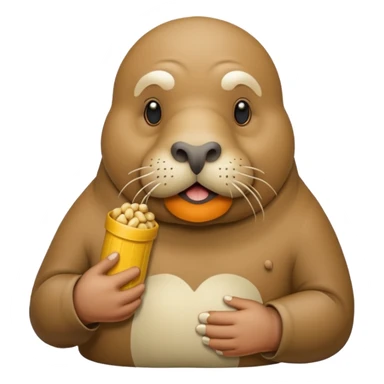 Walrus holding peanuts sticker