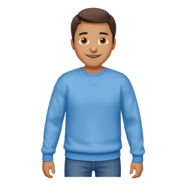 man with blue jean light blue sweater walking sticker