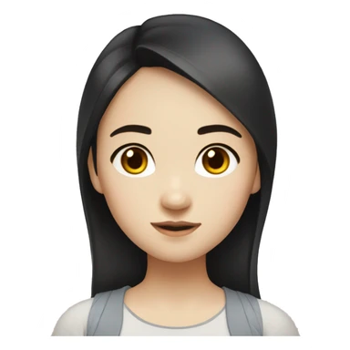 girl with pale skin (asian mix indonesia) with dark brown eyes, dark brown slightly curled at the bottom black hair, sticker