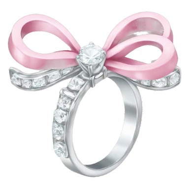 Silver diamond ring with a bow in light pink sticker