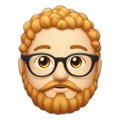 Chubby non binary round glasses long venitian hair and chaotic red and blond beard with vaporizer sticker