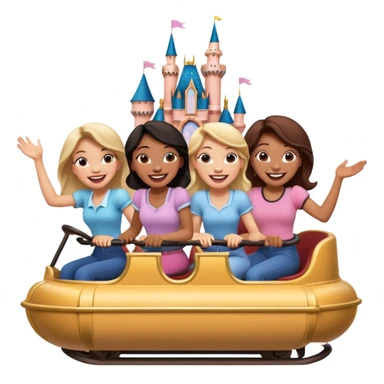 quatro chicas montadas en una atraccion de Disney paris sticker