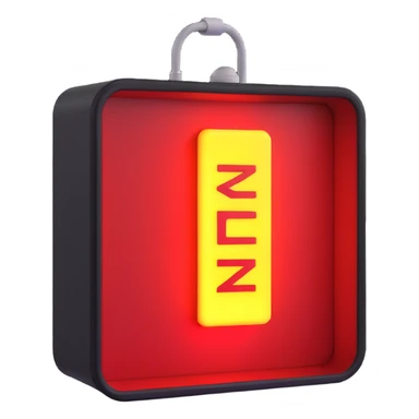 emergency light box with word "emergency -->" sticker