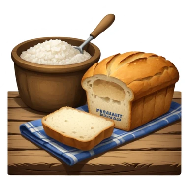  salt cellar and a loaf of peasant bread - still life composition sticker