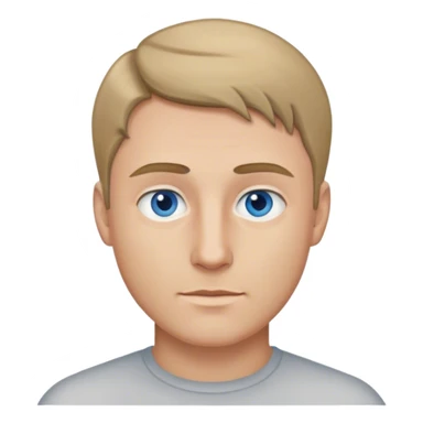 man, dark blonde thin hair, without parting of hair, blue-grey eyes sticker