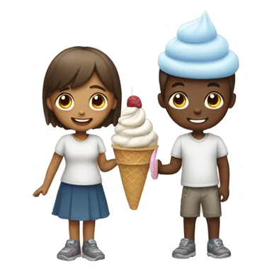 Girl and a boy having icecream both white sticker