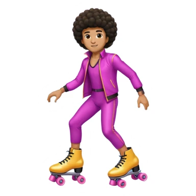 man afro hair disco clothe and roller skate sticker