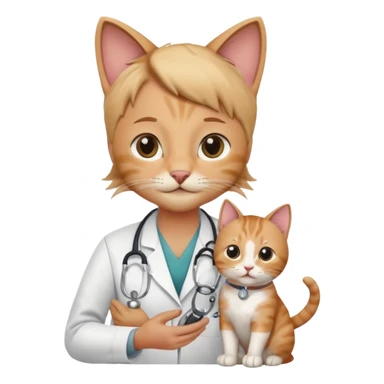 veterinarian examining a cat sticker