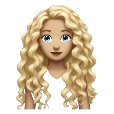 beautiful girl with long curly blonde hair and blue eyes sticker