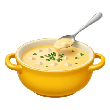cheese soup with garlic, in yellow bowl sticker