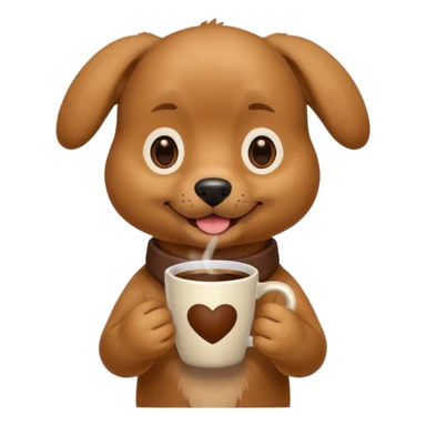 Dog with a cup of coffee sticker