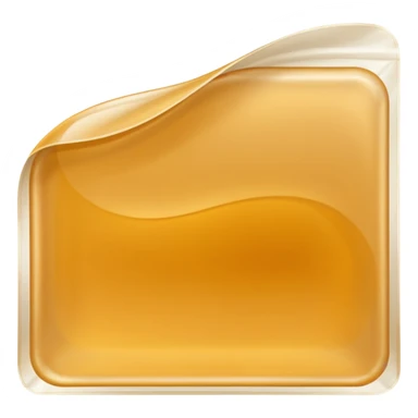 2 to 3 gelatin sheets, slightly curved and overlapping, fine grid pattern, thin, glossy, pale golden, realistic transparency, no packaging, simple and clear sticker