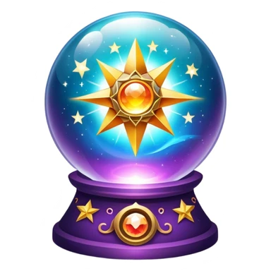 A vibrant, mystical icon symbolizing fortune telling and esotericism. Include elements like a crystal ball, tarot cards, stars, and mystical symbols with a glowing, ethereal feel. The design should be colorful, eye-catching, and evoke a sense of magic and mystery. sticker