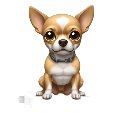 very muscolar chihuahua doing bench press sticker