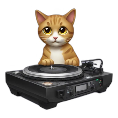 DJ cat with turntable sticker