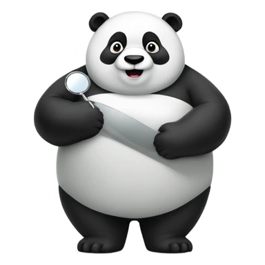 A fat panda holding a mirror sticker