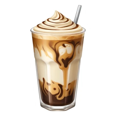 Iced Latte with espresso marbled in milk in glass cup sticker