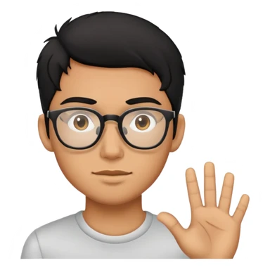 Young black-haired man with small glasses sticker