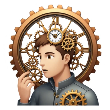 a person being eaten by a clock sticker