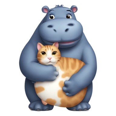 a hippo who is hugging a cat  sticker