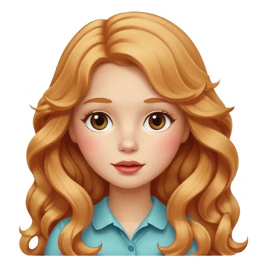 white american girl with strawberry blonde super long wavy hair, blushed cheeks sticker