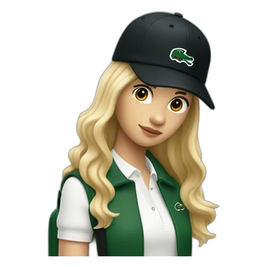 Lacoste bag girl with black lacoste hat sticker