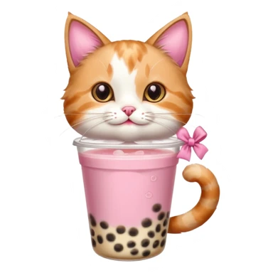 cat drinks bubble tea sticker