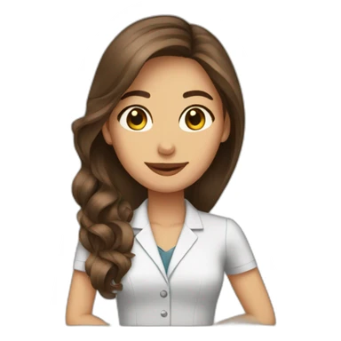 receptionist desk brown hair with flowers sticker