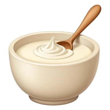 bowl of white cream with wooden spoon sticker