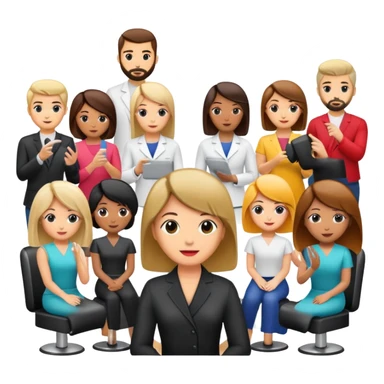 hair salon seminar with presenter and audience sticker