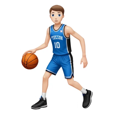 Tall, white, skinny, playing basketball, brown short hair, blue eyes, wearing black uniform
 sticker
