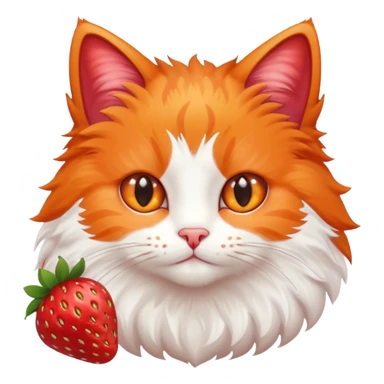 I want a cute cat with strawberries sticker