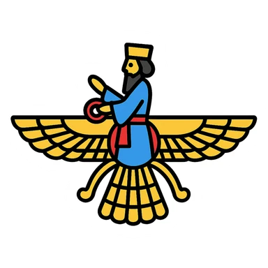 Cyrus the Great foruhar symbol, modern icon style, clean lines, minimalistic, suitable for app icon sticker