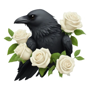 Crow with white roses sticker