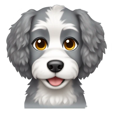 Husky poodle dog floppy ears grey and white with mustache sticker