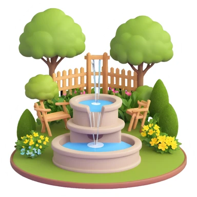 small garden with a water fountain sticker