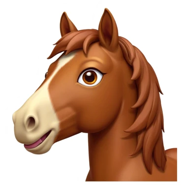 Cinematic Comical Chestnut Horse Portrait Emoji, Head tilted dramatically with an exaggeratedly amused expression, featuring a striking chestnut fur with a glossy finish and wide, expressive amber eyes filled with playful disbelief, Simplified yet hilariously expressive features, highly detailed, glowing with a slightly sassy glow, high shine, dramatic yet playful, stylized with an air of cheeky mischief, bright and endearing, soft glowing outline, capturing the essence of a spirited and over-the-top horse, so meme-worthy it feels like it could side-eye its way into internet fame instantly! sticker