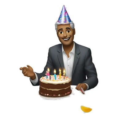 Happy birthday to you from Sundaram with cake, balloons, champagne, and candles sticker
